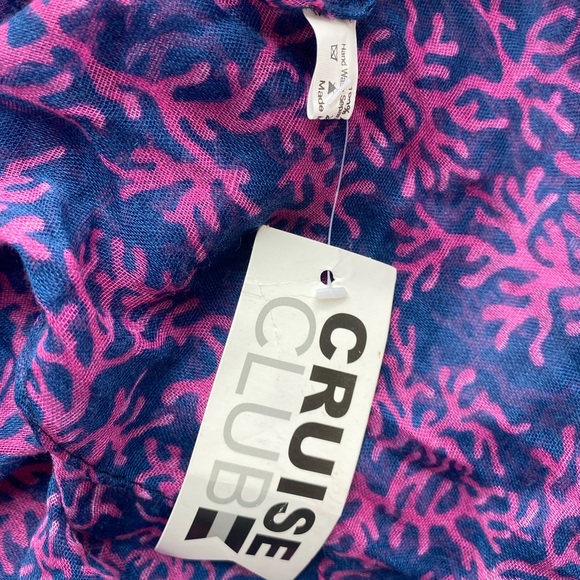 *NWT* Cruise Club Coral Reef Navy & Pink Scarf Shawl Nautical Coastal Vacation - Picture 4 of 7
